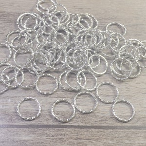 Jump Rings,40-500Pcs Textured Open jumprings,12x1.2mm Rhodium Metal Jump Rings,Link ,Connector Jump Rings, Earrings Jewellery Findings
