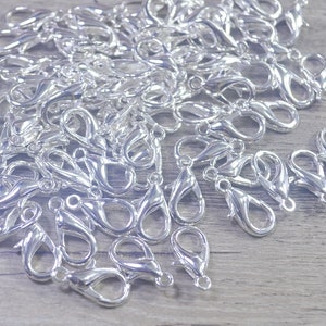 50 or 100Pcs BULK 8x16mm Silver plated Lobster Clasps, Alloy Lobster Clasps,Claw Clasps, Wholesale Necklace/Bangles Clasp