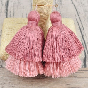 1-100Pcs Deep Pink ombre Tassels,Bilayer Cotton Tassels,Cotton Thread Tassels,Stacked Cotton Tassels,Wholesale Cotton Tassels, YY#06