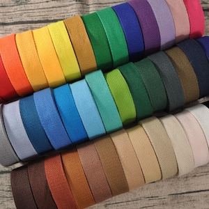 2 Meter, 131 Farben, 2 cm / 2,5 cm / 3,2 cm / 3,8 cm / 5 cm breit Baumwollgurtband Hochleistungstaschengriffe, Taschengurt für Schlüsselanhänger Gürtel Geldbörse Taschengurte Leine