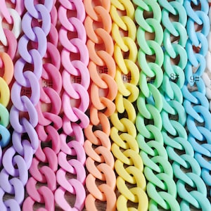 plastic link chain,19 Colors Acrylic Curb Chain Links,Flat Twist Plastic Chain, Purse Chain,Necklace Chain, Sunglass Chain, Open Links Chain
