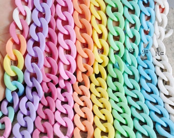 plastic link chain,19 Colors Acrylic Curb Chain Links,Flat Twist Plastic Chain, Purse Chain,Necklace Chain, Sunglass Chain, Open Links Chain