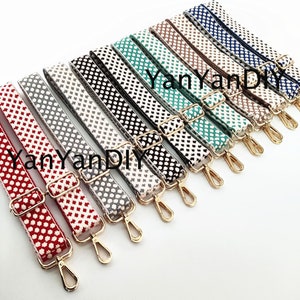 12Colors,51" Adjustable Bag Strap,1.5“ Width Woven Canvas Purse Strap, Crossbody Strap, Shoulder Bag Strap,Gold/Silver/Gunmetal Swivel Clasp