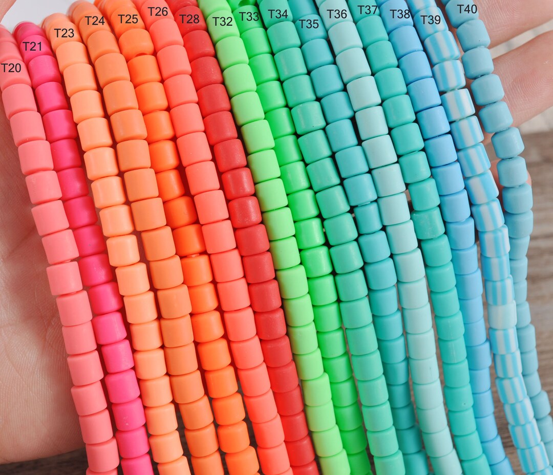 57colors 6mm Polymer Clay Tube Beadsassorted Colors Strand Etsy