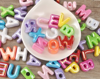 5Pcs-50Pcs AB Color Acrylic Alphabet Beads,5.5mm Hole Letters,DIY Jewelry,DIY Necklace/Bracelets/Keychains Beads,Bag Alphabet Beads Charms
