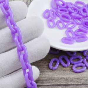 Small Plastic link chain,Acrylic Curb Chain Links,Light Purple Oval Plastic Chain,Purse Chain,Necklace Chain,Sunglass Chain,Open Links Chain