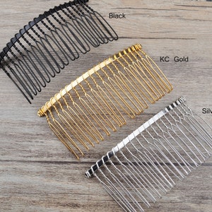 20 Tooth Metal Hair Comb,Blank Metal Comb,Veil Comb,Black/KC Gold/Silver Metal Comb, Hair Accessories,Wedding Bridal Comb,75X38MM