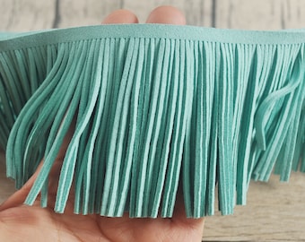 78mm Leather Tassel Fringes,Fringe Trim Faux Suede Grass green Suede,for costume,bags,purses,key chains,shoes,accessories,Indian fringes