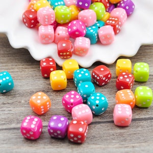 Mixed Color Square Beads,100Pcs Acrylic White Dice Bead,Game Beads,Fun Beads, Game Dice,Cube Beads,DIY Charms Bracelet,Jewelry Making 8x8mm