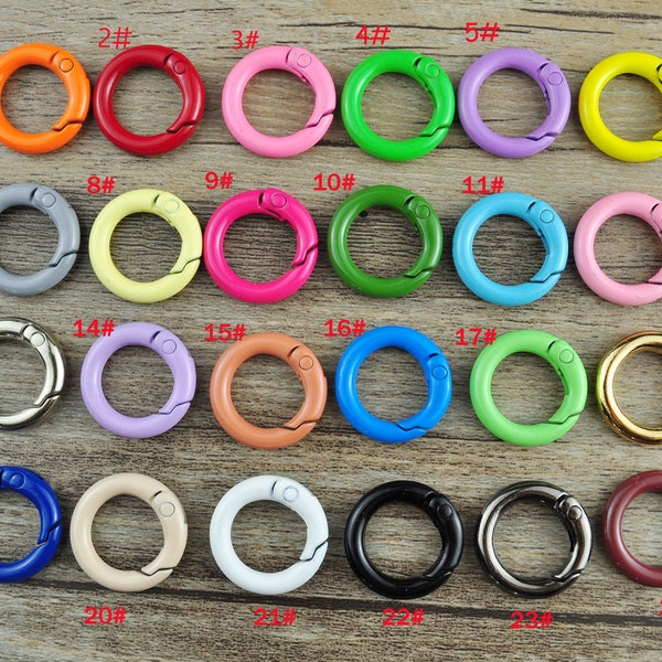 2pcs spring round ring clasps,Mixed Color Round Clasp, Snap Clip ,Trigger Clasp,push gate snap hook,Purse round ring,spring gate ring - 20mm