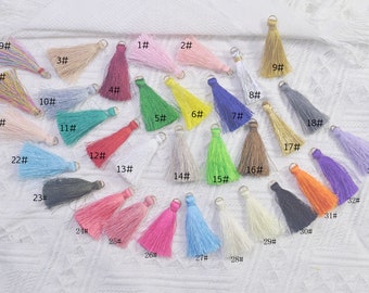 new tassels! 50Pcs 4cm Mixed Color silky thread tassels with ring,mini earring tassels,jewellery tassels,handmade,tassels charm for jewelry