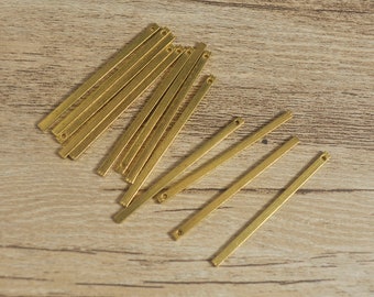 50 Stück Messing Bar Anhänger Charms, Rohmessing Bar, Lange Bar, Flache Messing Bar, Bar Ohrringe, Halskette Bar, Rohmessing Schmuckherstellung, 40 x 2 mm