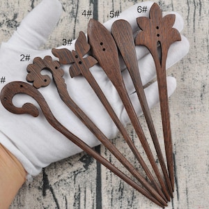 2-10pcs Coffee wood hairpin,carved wooden hair stick,Wood Hair Fork,Hair Pin Jewelry,6 styles