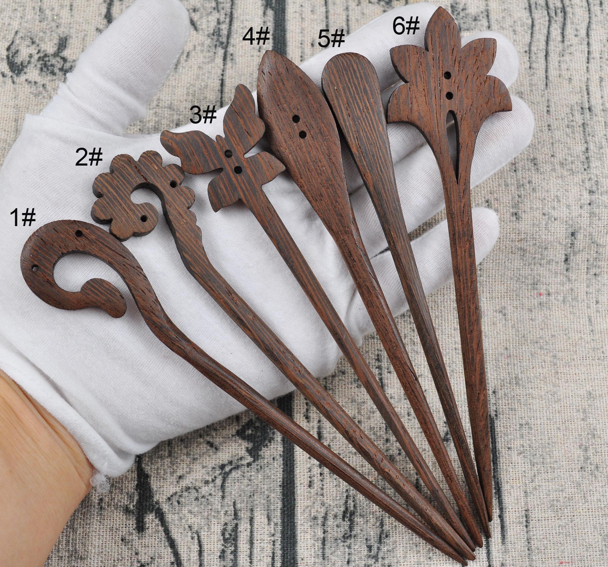 2-10pcs Coffee Wood Hairpin,carved Wooden Hair Stick,wood 