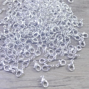 50 or 100Pcs BULK 5x10mm Silver plated Lobster Clasps, Alloy Lobster Clasps,Mini Claw Clasps, Wholesale Necklace/Bangles Clasp