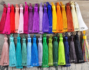 Silk tassels with loop,multicolored tassel pendants,key purse mala earrings tassels Craft,necklace tassels,85mm long tassels,jewelry Making