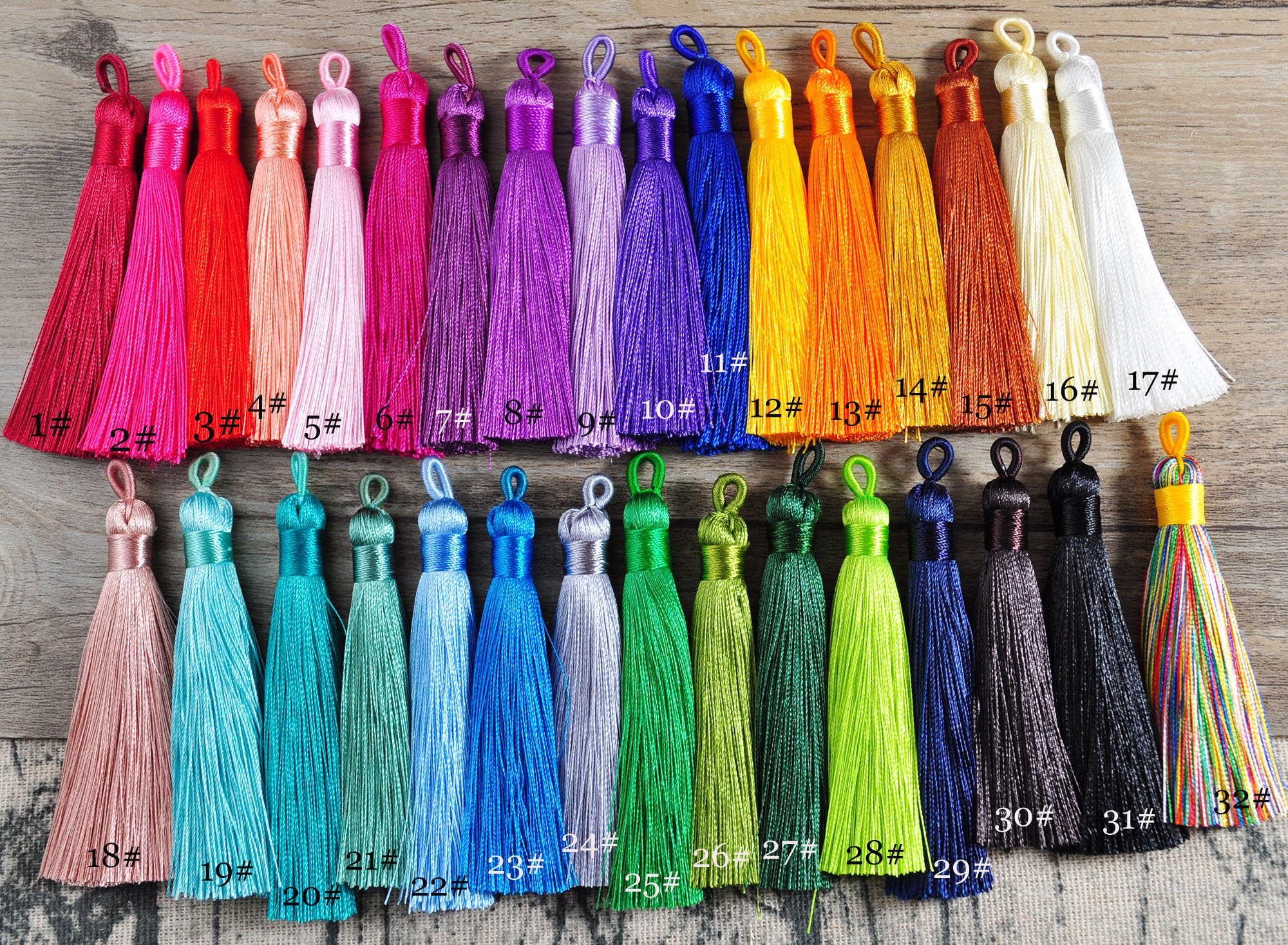 25 Silk Tassels for bookmarks 25 Brilliant Colors 5” (3 inch tassel w/2  inch loop bookmark tassels key ring tassels silk