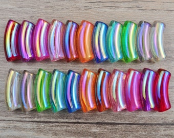 AB Color Acrylic Tube Beads,12mm Big Transparent Acrylic Bamboo Beads,Curved Tube Beads,Bamboo Bracelet Bangle,Choose the color you want