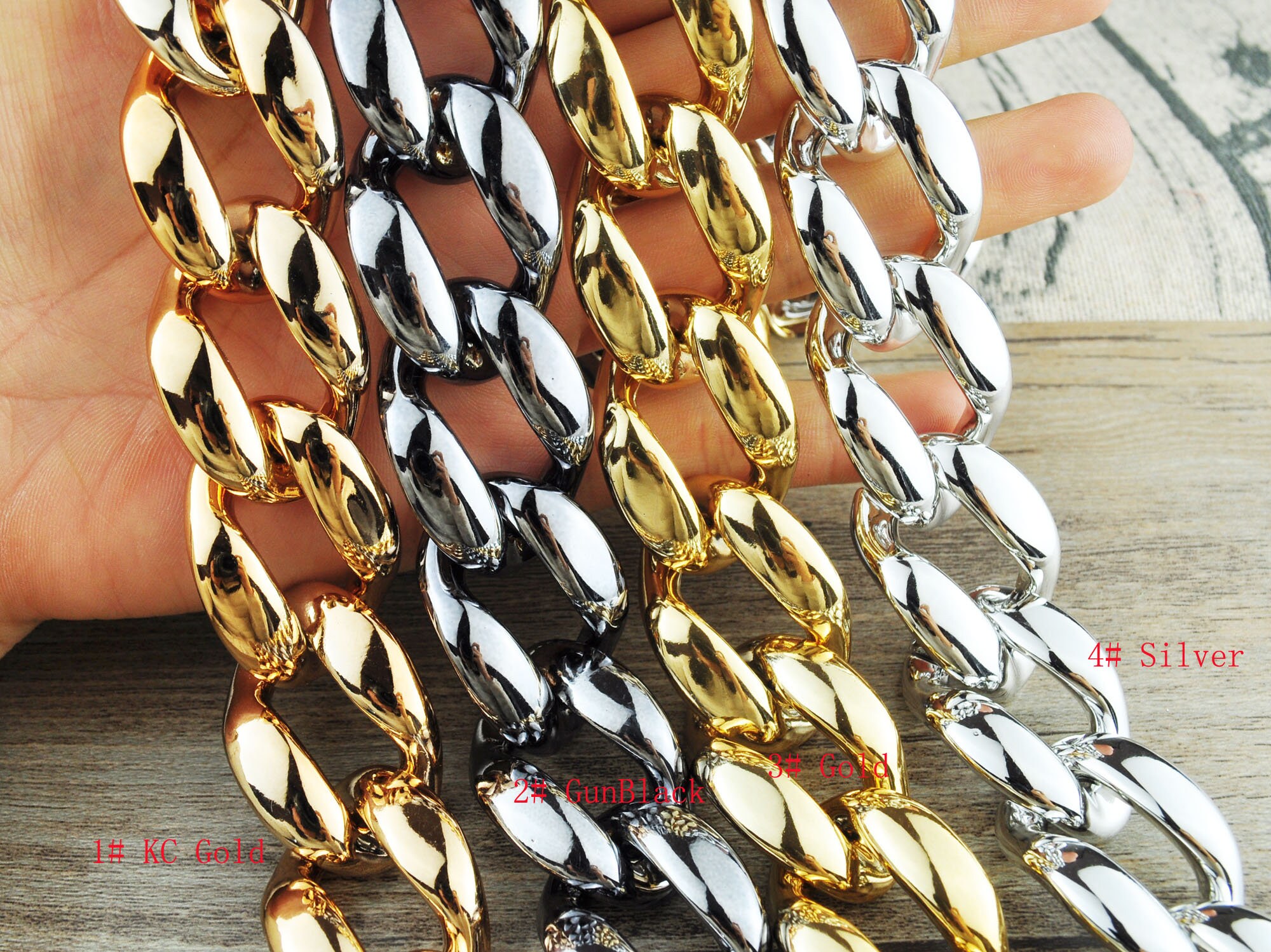 4 Colors Link Chain,uv Plated Plastic Curb Chain Link,flat Twist