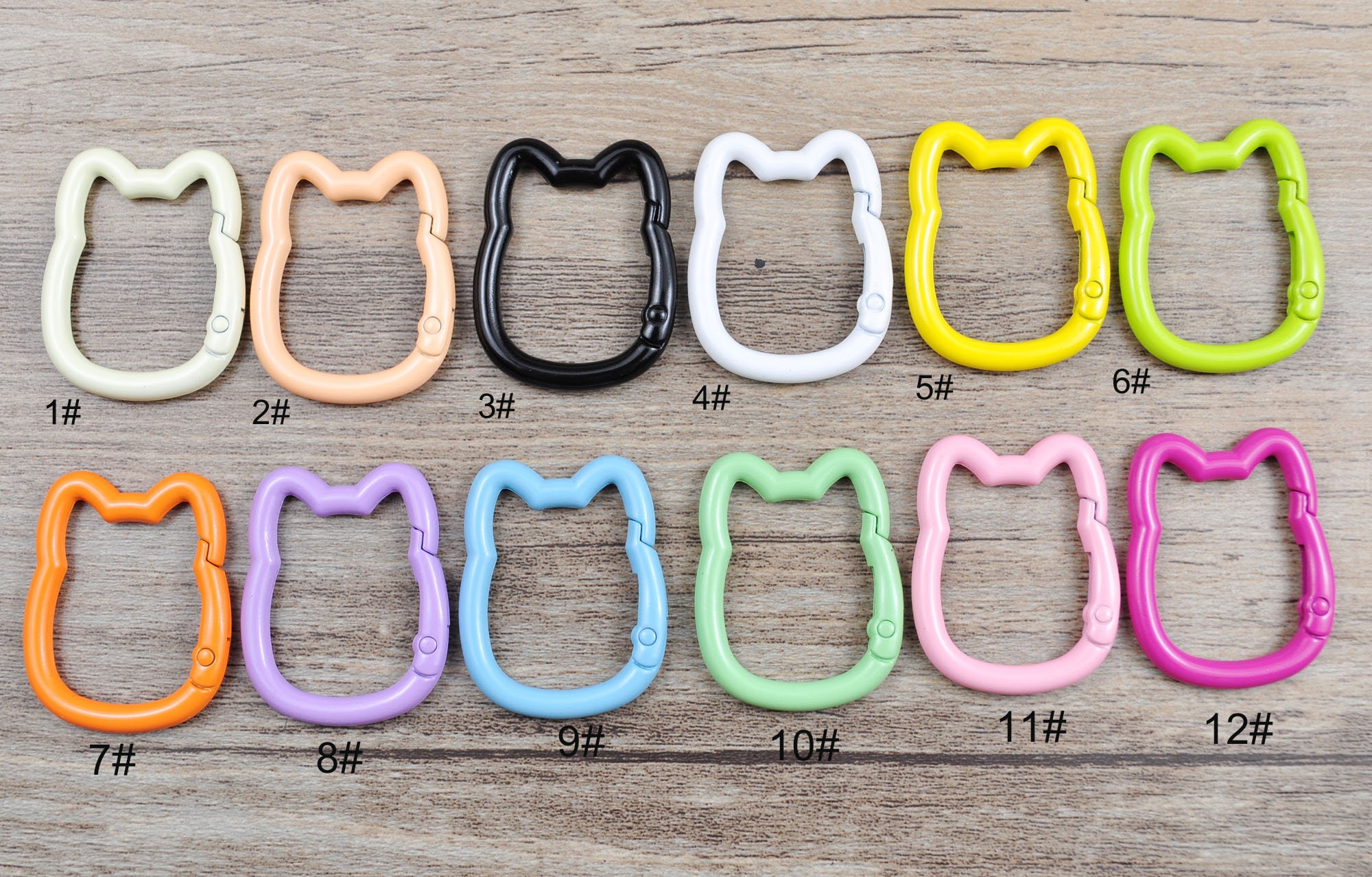1/10/20/30/50/100Pcs Mixed Color Cat Carabiner Clips Clasp， key ring,Aluminum Spring Hook Keyring，Bag Key Ring Hook Findings--28x35mm
