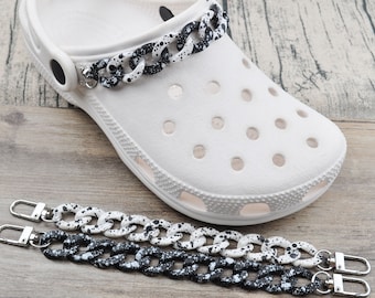Shoe Chains,Shoe Clip,Shoes Charms,Black/White Snowflake Chain for Shoes,Acrylic link chain,Shoe Decoration,Shoe Charm Gift