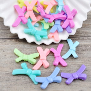 100Pcs/pack Acrylic bowknot beads ,Colorful Bow Shape Acrylic Beads, jewelry making beads,pastel beads,Earring/bracelet/necklace beads