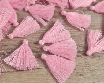 10/30/50/100Pcs 1.18" Pink Tassels,3cm Handmade Cotton Tassels,Tassels Trim Fringe,Small Tassel Supplies, Jewelry Tassels