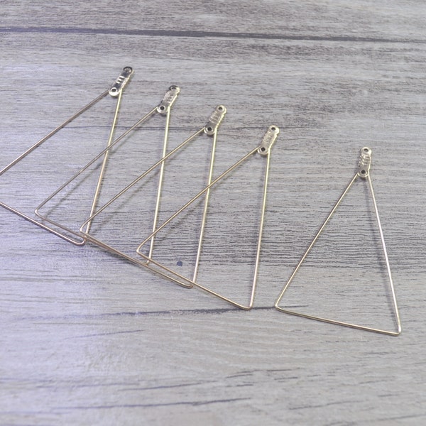 15/25/50Pairs KC Gold Plated Triangle Earrings,Earring Components,Openable Earwire,DIY Earring,Triangle Earring Hook Findings,31x50mm