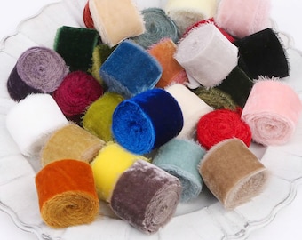 1 meter zijden fluwelen lint, 27 kleuren, 1,5 "breed, met de hand gescheurd, bruiloft decor lint, bruidsboeket, cadeau gunsten wrap, bloemisterij en ambachten