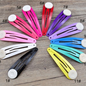 10/20/50/100Pcs Hair Clips,5CM Mixed Blank Hair Clips with Glue Pad,Snap Hair Clip Barrettes，11 Colors