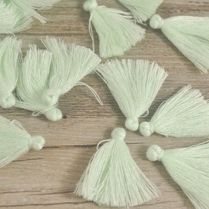 10/30/50/100Pcs 1.18" Baby mint Tassels,3cm Handmade Cotton Tassels,Tassels Trim Fringe,Small Tassel Supplies, Jewelry Tassels