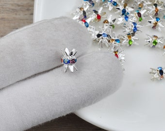 Perline distanziatrici in ottone con piccole rondelle, perline distanziatrici rotonde in cristallo con strass colorati, perline di metallo per la creazione di gioielli fai da te con perline.