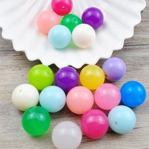 50 Stück 20mm runde Perlen, Kunststoff-Gelee-Perle, Acryl-Gumball-Perlen, Bubblegum-Perlen, runde Spacer-Perlen, gemischte runde Perlen, Großhandelsperlen