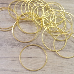50Pcs/100Pcs Gold plated brass round earring connector 40mm，Gold Circle Links,bulk Gold rings,Brass earring Pendants