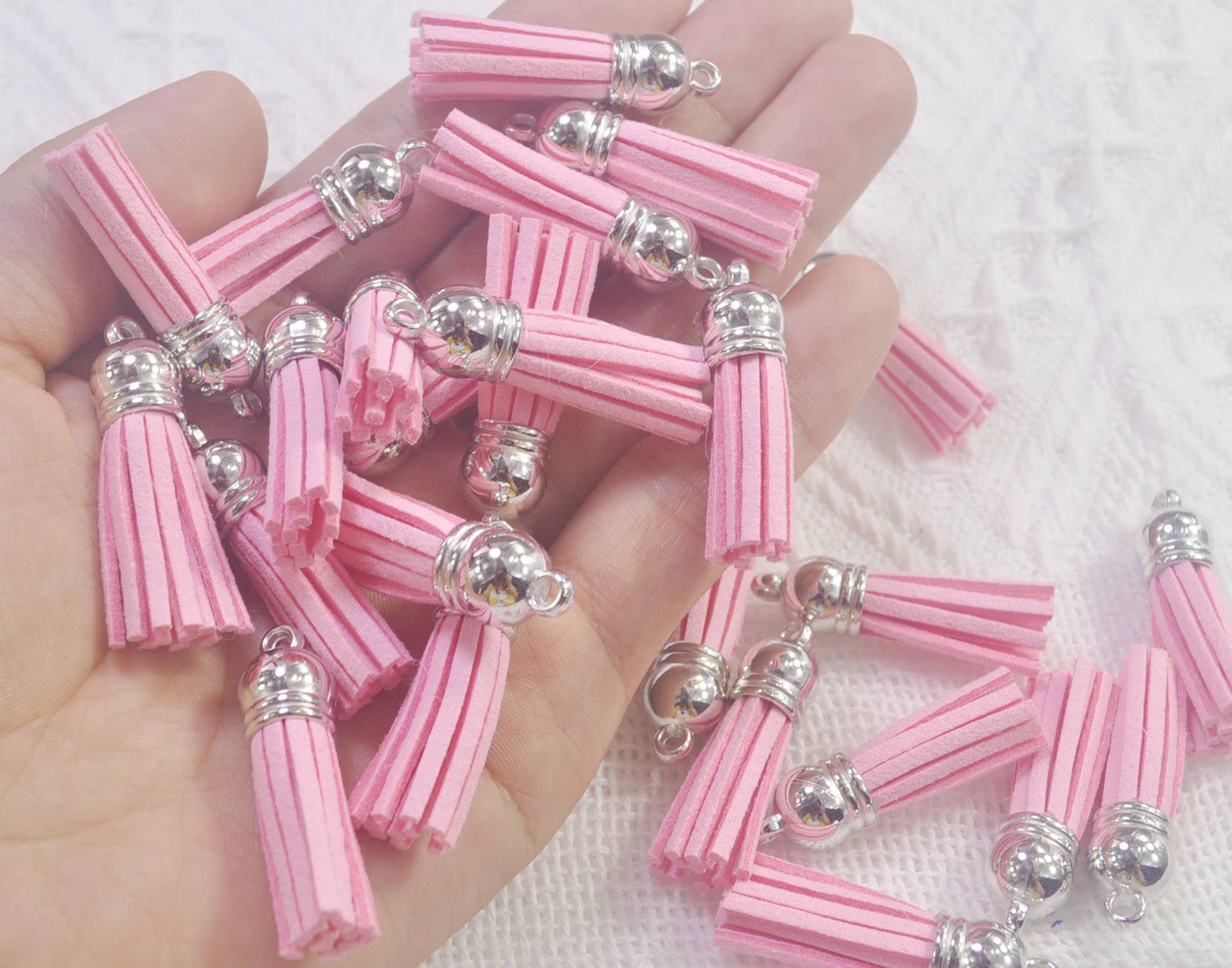 30 Mini Nappe Colorate In Cotone – 2 Cm Con Anello Dorato, Per Fai Da Te, Gioielli, Portachiavi E Decori Per Borse E Telefoni