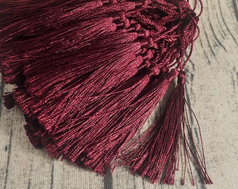 20 piezas/50 piezas/100 piezas de borlas de marcapáginas de color rojo vino, borlas de seda, colgante de borla, borlas artesanales de bricolaje, suministros para hacer marcadores, 5 pulgadas de largo