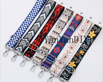 6 Colors,55" Adjustable Bag Strap,1.5" Width Crossbody Strap,Flower strap,Handbag Strap,Gold/gunmetal/silver Swivel Clasp Colorful Bag Strap