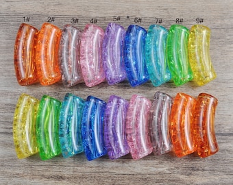 Crack Acrylic Tube Beads,12mm Big Transparent Acrylic Bamboo Beads,Curved Tube Beads,Bamboo Bracelet Bangle,Choose the color you want