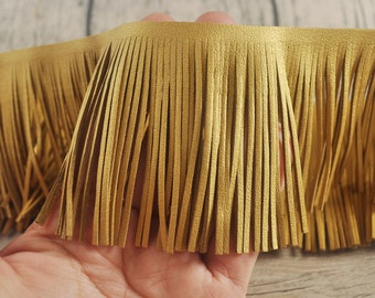 78mm Leather Tassel Fringes,Fringe Trim Faux Suede Gold Suede,for costume,bags,purses,key chains,shoes,accessories,Indian fringes