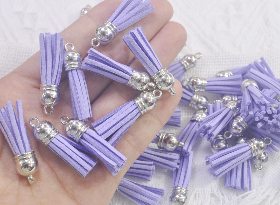 50 Light Purple Tassels, 1.5'', Faux Suede Leather Tassles