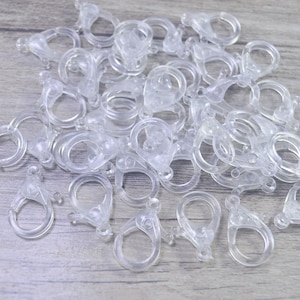 50/100Pcs Transparent Acrylic Plastic Lobster Clasp,25mm lobster claw clasps,Glasses Chain Clasps,Key Chain Snap Hook Clasps,Parrot Clasps