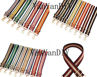 16 Farben,1Stk Gold Streifen Schultergurt,Breite 3,8cm,Verstellbarer Geldbörsengurt Crossbody Taschengurt,Canvas Taschengurt,3 Farben Drehverschluss