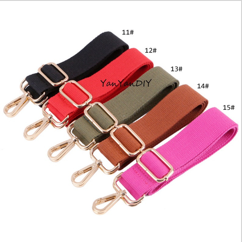 1Pcs Pure Color Cotton Canvas Crossbody Handle Shoulder Unisex Strap Laptop Belt, Adjustable 55 Inches Long,1.5 Width, Multicolor Metal image 4