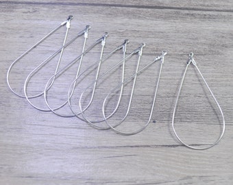 15/25/50Pairs Silver Plated Teardrop Earrings,Earring Components,Openable Earwire,DIY Earring,Teardrop Earring Hook Findings,25x52mm