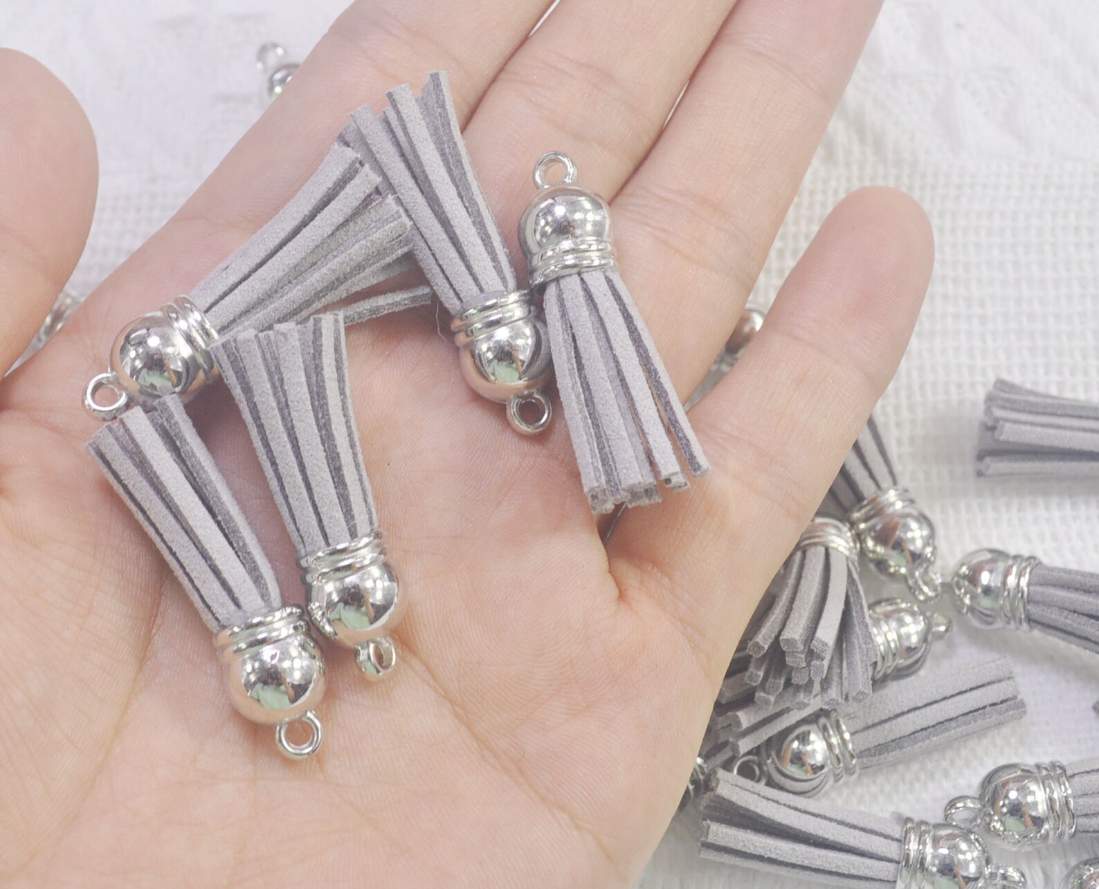 50 Light Gray Tassels 1.5'' Faux Suede leather Etsy