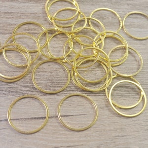 50Pcs/100Pcs Gold plated brass round earring connector 20mm，Gold Circle Links,bulk Gold rings,Brass earring Pendants - (YY-3689#)