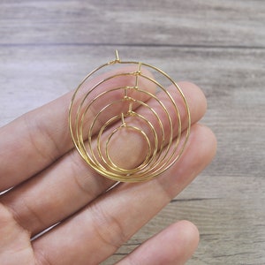 Alta calidad, aros con acabado en oro de 18k, 15/20/25/30/35/40 mm, aros de aretes chapados en oro de 18k aros de aretes DIY, hallazgos de herramientas de fabricación de joyas