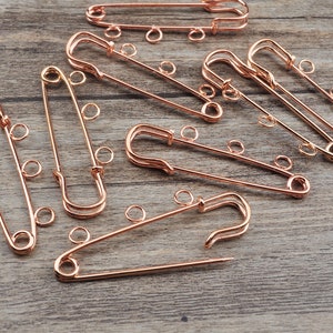 50pcs 50mm Rose Gold Metal 3 Loop Kilt Pin Safety Pins Brooch Blank Base Brooch Pins For DIY Jewelry Making Accessories Supplies