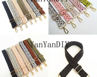 12 Colors,51" Adjustable Bag Strap,1.5“ Width Woven Cotton Purse Strap, Crossbody Strap,Shoulder Bag Strap,Gold/Silver/Gunmetal Swivel Clasp