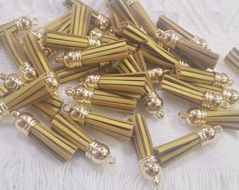 50 Gold Tassels, 1.5'', Faux Suede leather tassles charm, tassels, suede tassels,tassels for keychains,mini tassel with Gold Cap